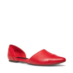 VAMPY Red Leather Pointed Flat